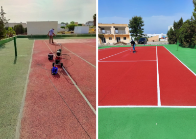 Aplicación de color en pista de tenis, Ibiza